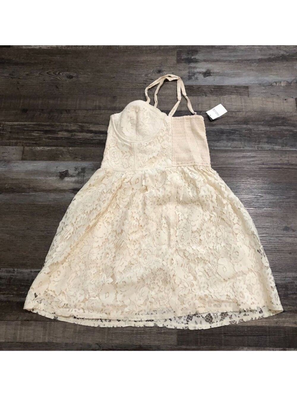 Abercrombie & Fitch Lace Bodice Mini Dress Cream Medium New with Tags